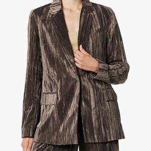 THE DROP Blake Long Blazer Brown Crushed Velvet Single Button Size XL NWT